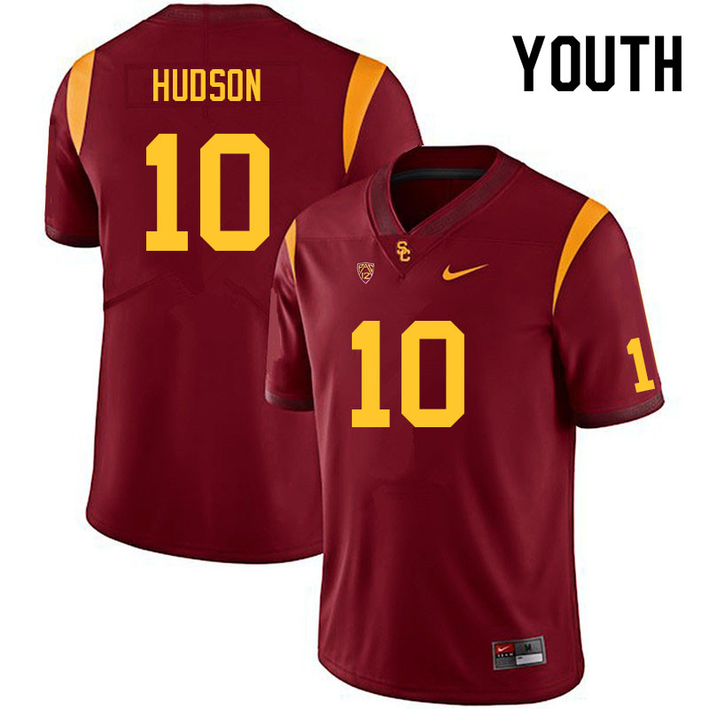 Youth #10 Kyron Hudson USC Trojans College Football Jerseys Sale-Cardinal